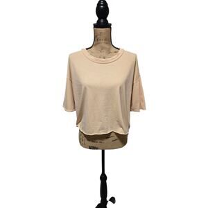 Free people nude crop oversize tee, size medium